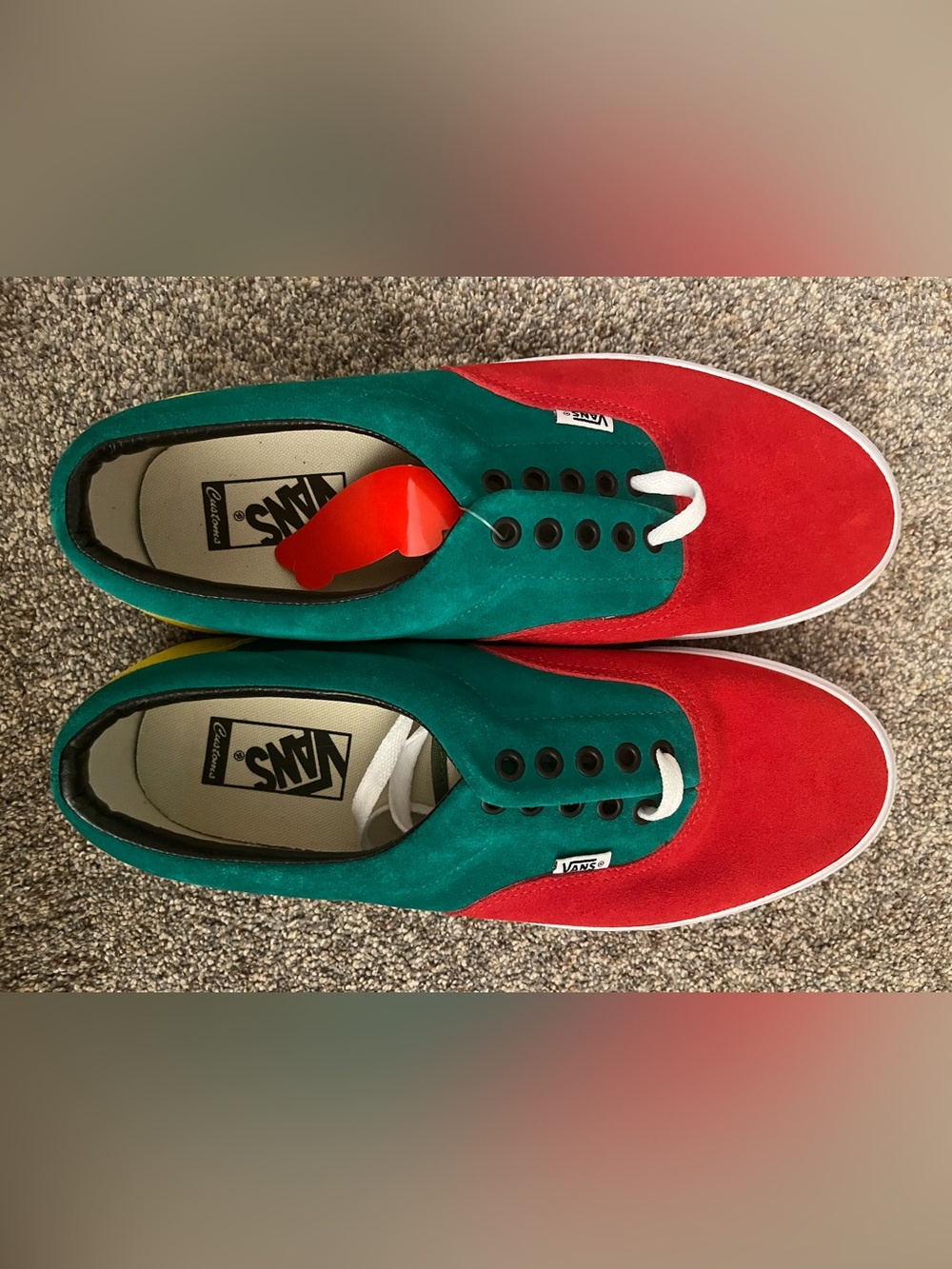 Vans Men’s Red & Green Suede Low-Top Sneakers
